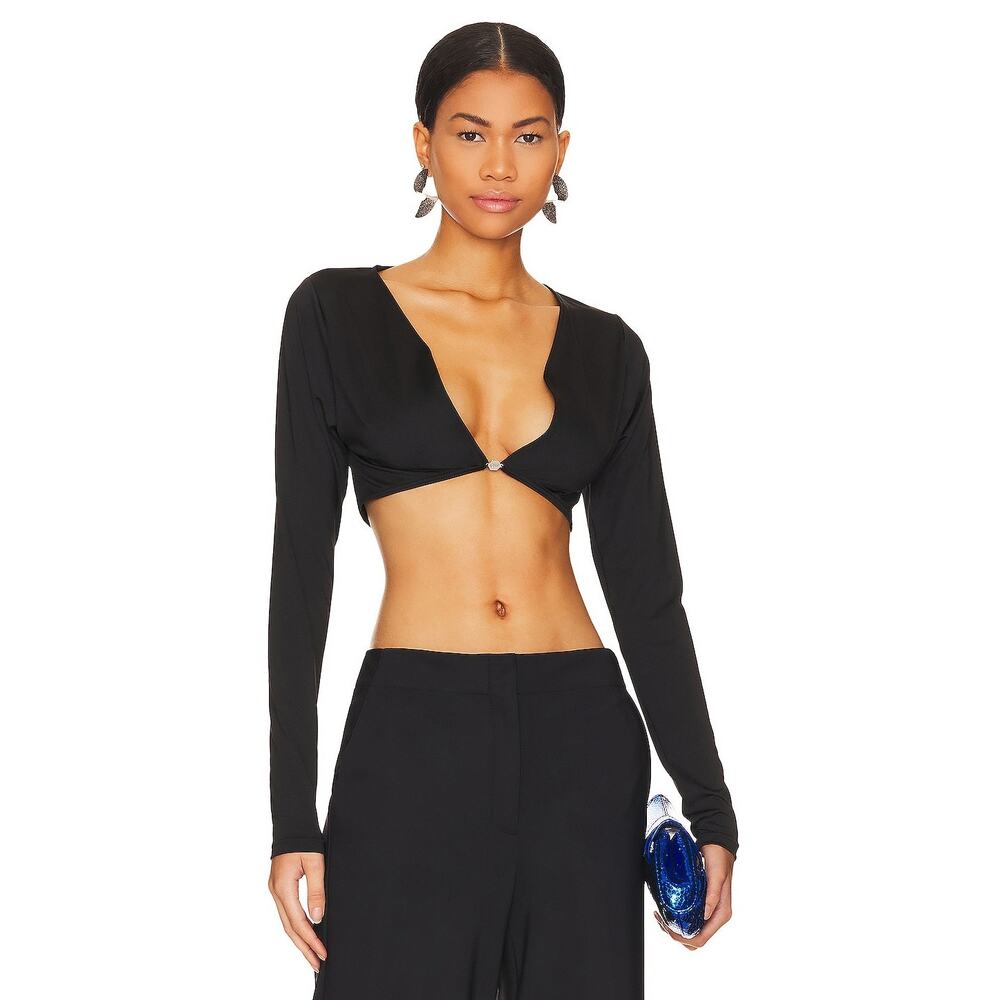 OW Collection Bianca Cropped Top Plunge Neck Sexy Beachy Party Going Out Size XS